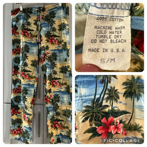 Vintage 100% Cotton‎ Made in USA Hawaiian Tropical Drawstring Pants small/medium